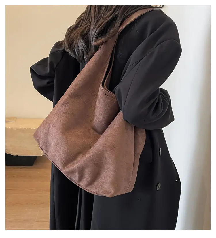 Women Retro Underarm Frosted Shoulder Bag Tan 2023 — feature 1