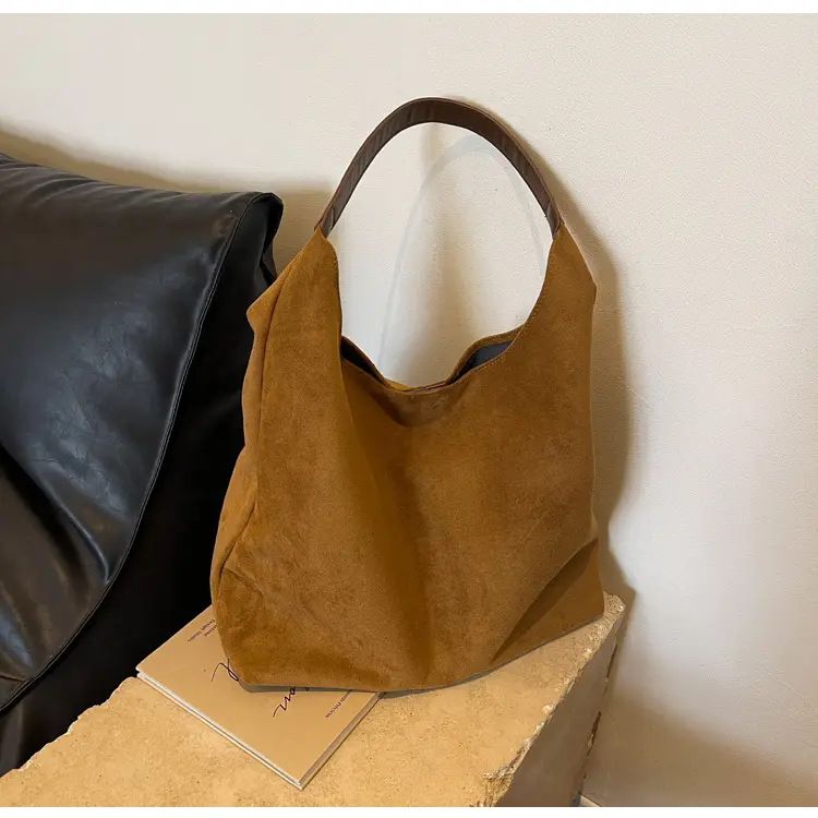 Women Retro Underarm Frosted Shoulder Bag Tan 2023 — feature 14