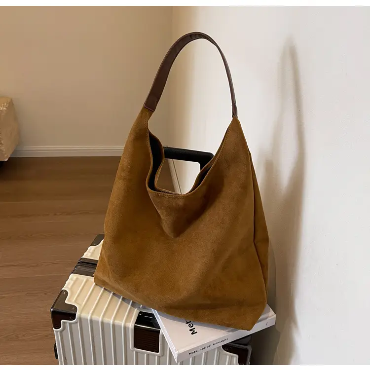 Women Retro Underarm Frosted Shoulder Bag Tan 2023 — feature 21