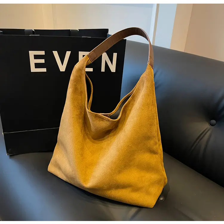 Women Retro Underarm Frosted Shoulder Bag Tan 2023 — feature 22