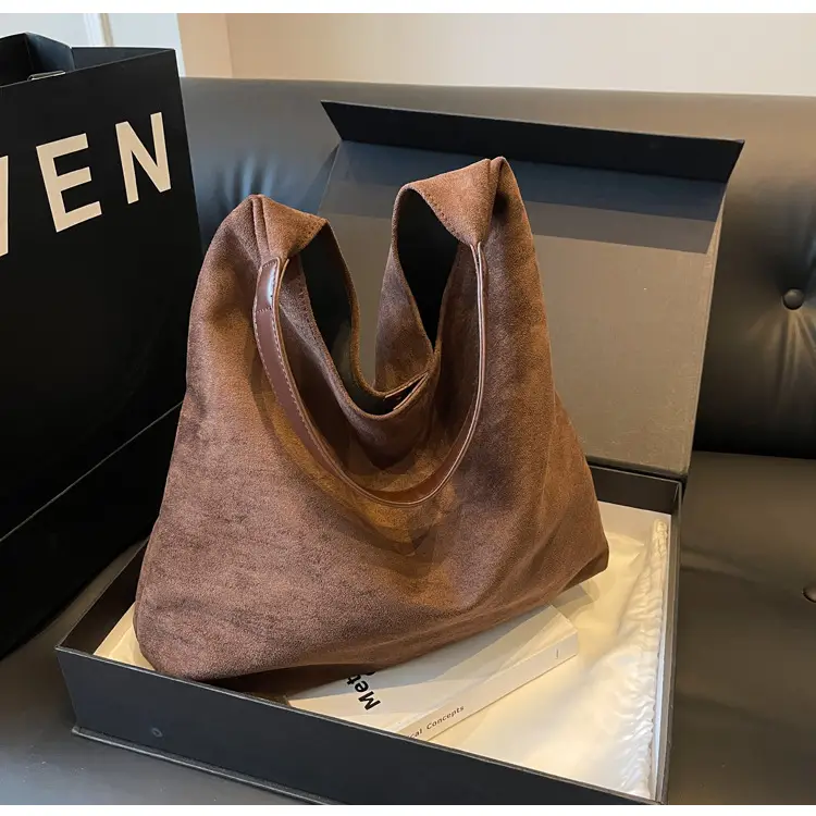 Women Retro Underarm Frosted Shoulder Bag Tan 2023 — feature 25