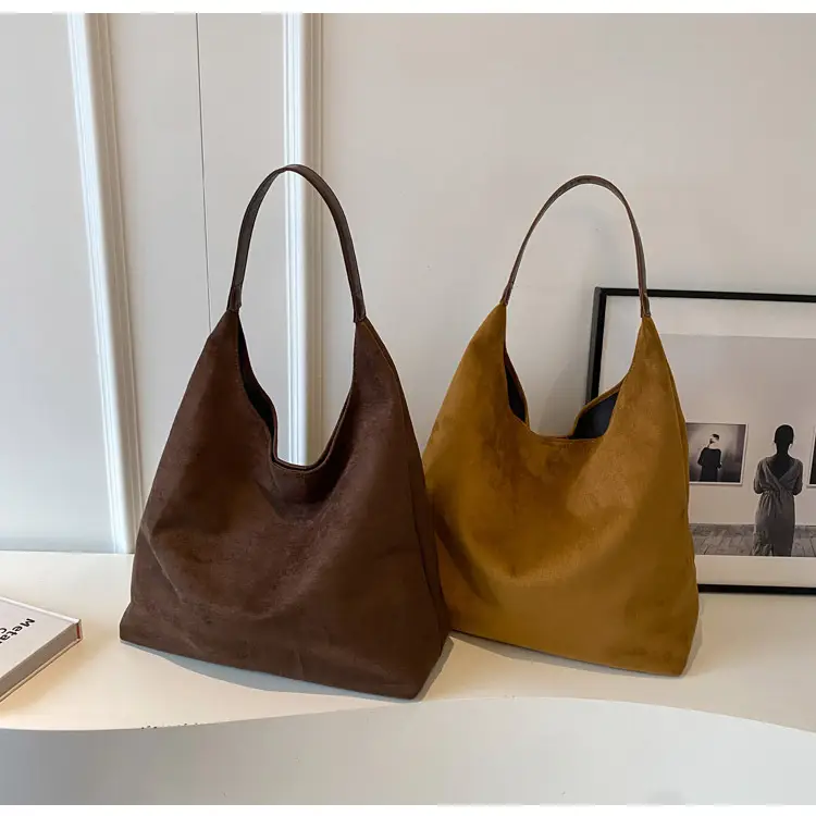 Women Retro Underarm Frosted Shoulder Bag Tan 2023 — feature 32
