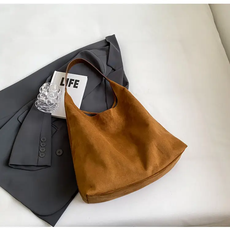 Women Retro Underarm Frosted Shoulder Bag Tan 2023 — feature 38