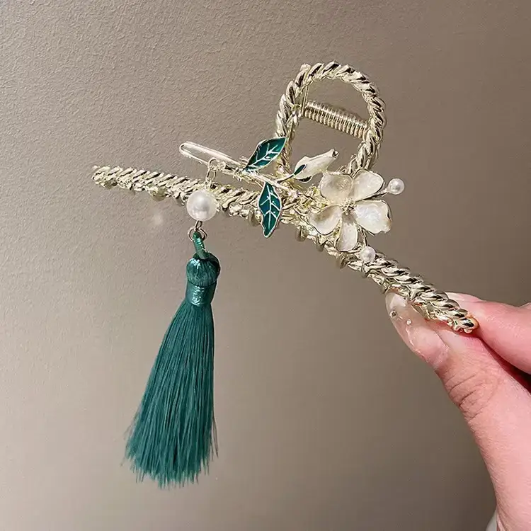 Flower tassel ribbon alloy shark clip