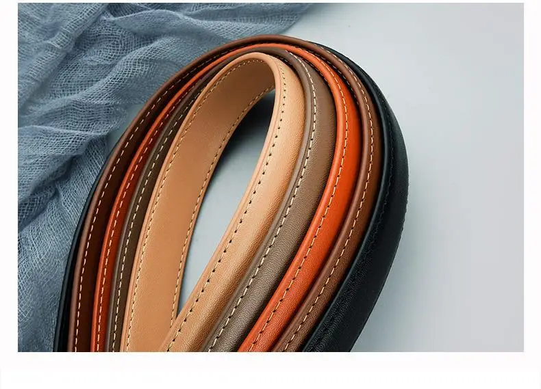 Women's Cowhide Leather Belt with Gold Buckle — feature 7