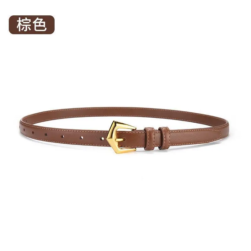 Women's Cowhide Leather Belt with Gold Buckle - Image 2