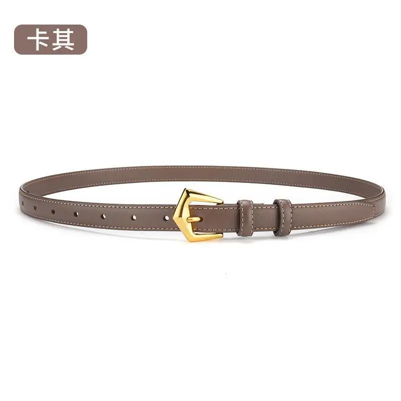 Women's Cowhide Leather Belt with Gold Buckle - Image 3