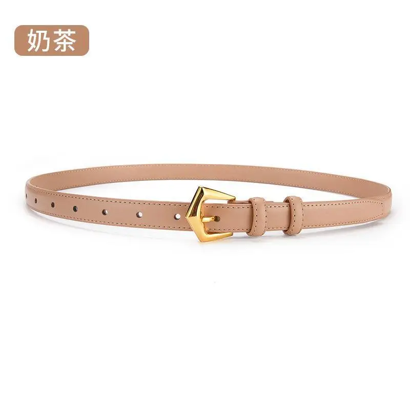 Women's Cowhide Leather Belt with Gold Buckle - Image 4