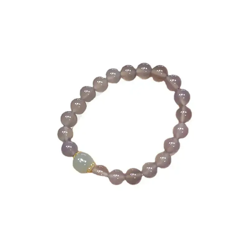 Hetian Jade Ice Ash Agate Bracelet 8mm
