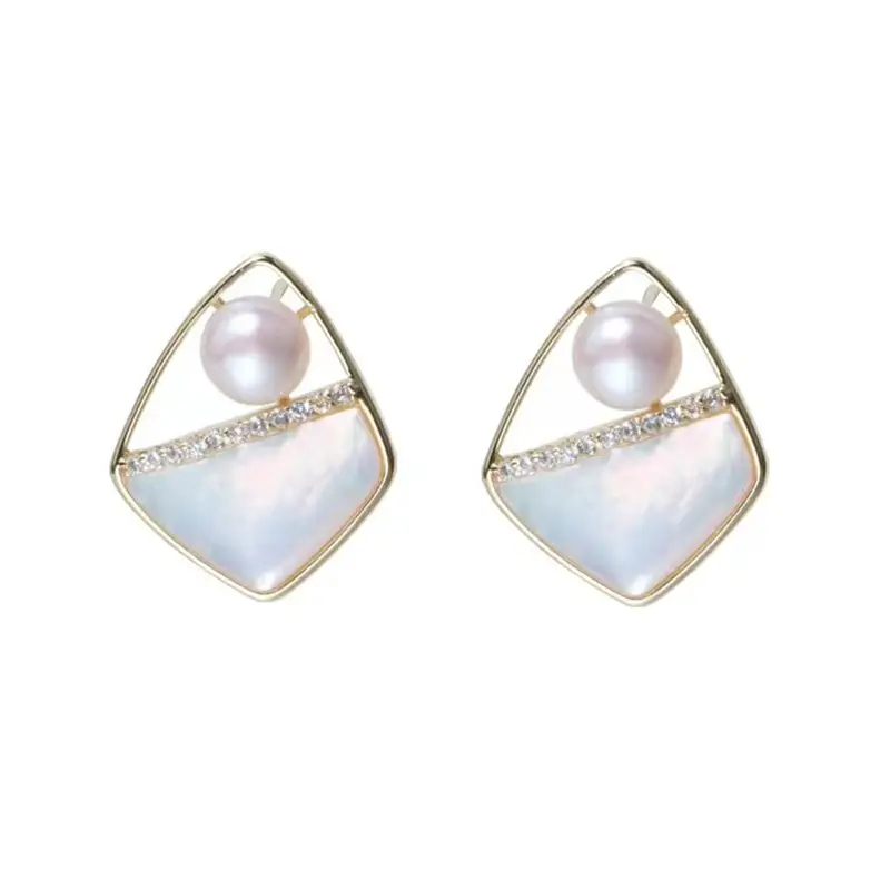 Freshwater Pearl Earrings Gold Plated Small Chanel Style