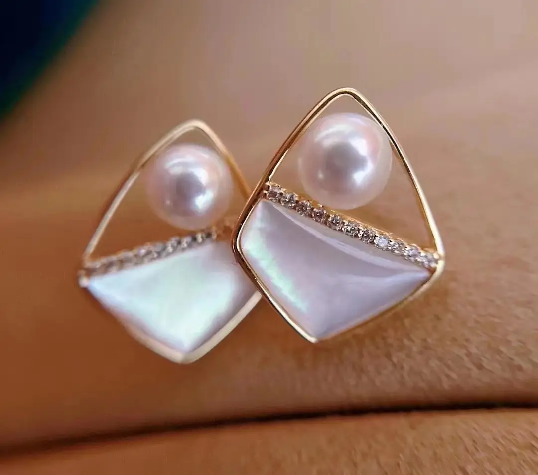 Freshwater Pearl Earrings Gold Plated Small Chanel Style
