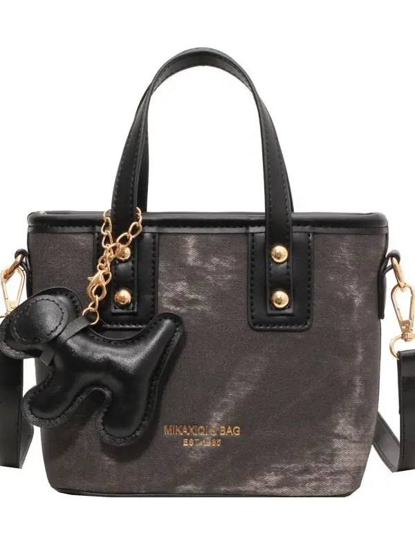 Women's Textured Shoulder Messenger Bag Brown Gold Plated