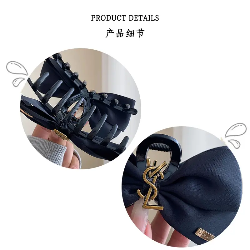 Black Retro French Bow Hair Clip for Women — feature 28