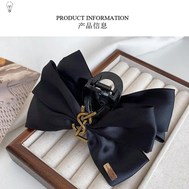 Black Retro French Bow Hair Clip for Women — feature 29