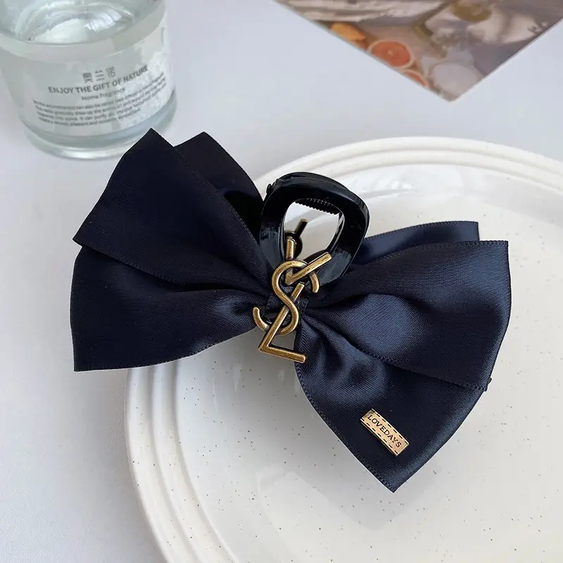 Black Retro French Bow Hair Clip for Women — feature 31