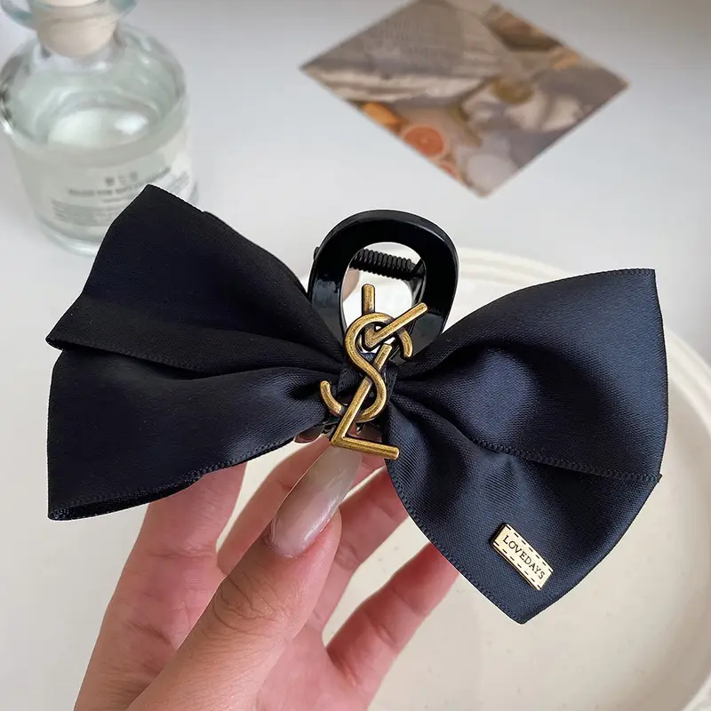 Black Retro French Bow Hair Clip for Women — feature 32