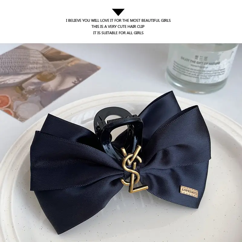 Black Retro French Bow Hair Clip for Women — feature 33