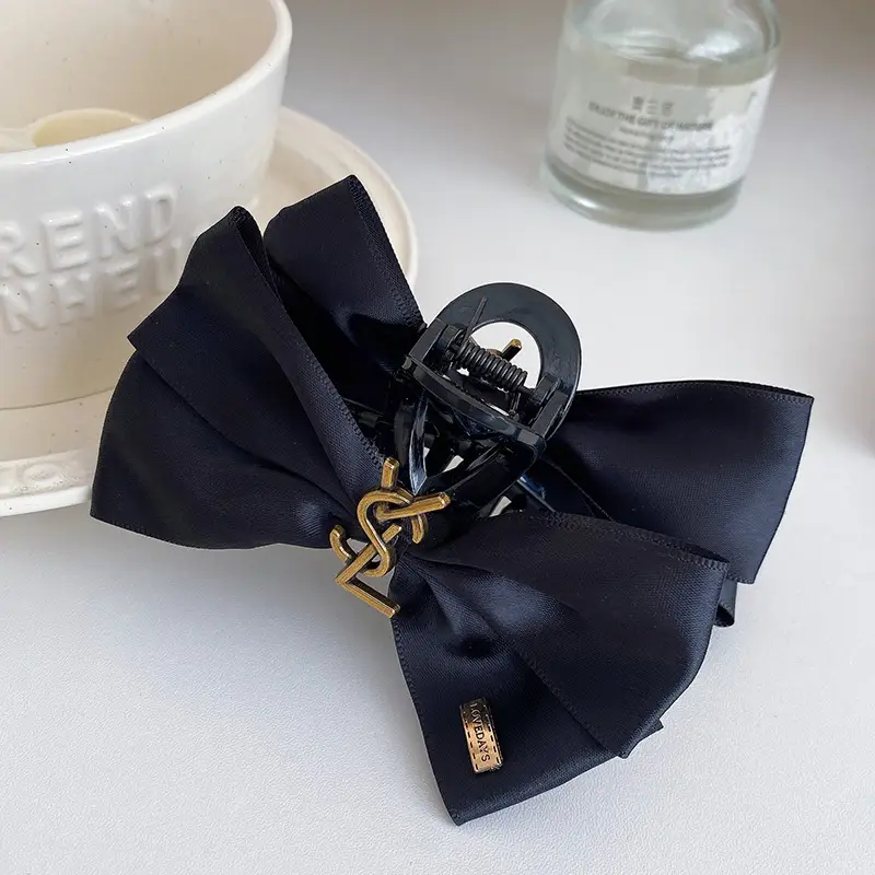 Black Retro French Bow Hair Clip for Women — feature 35