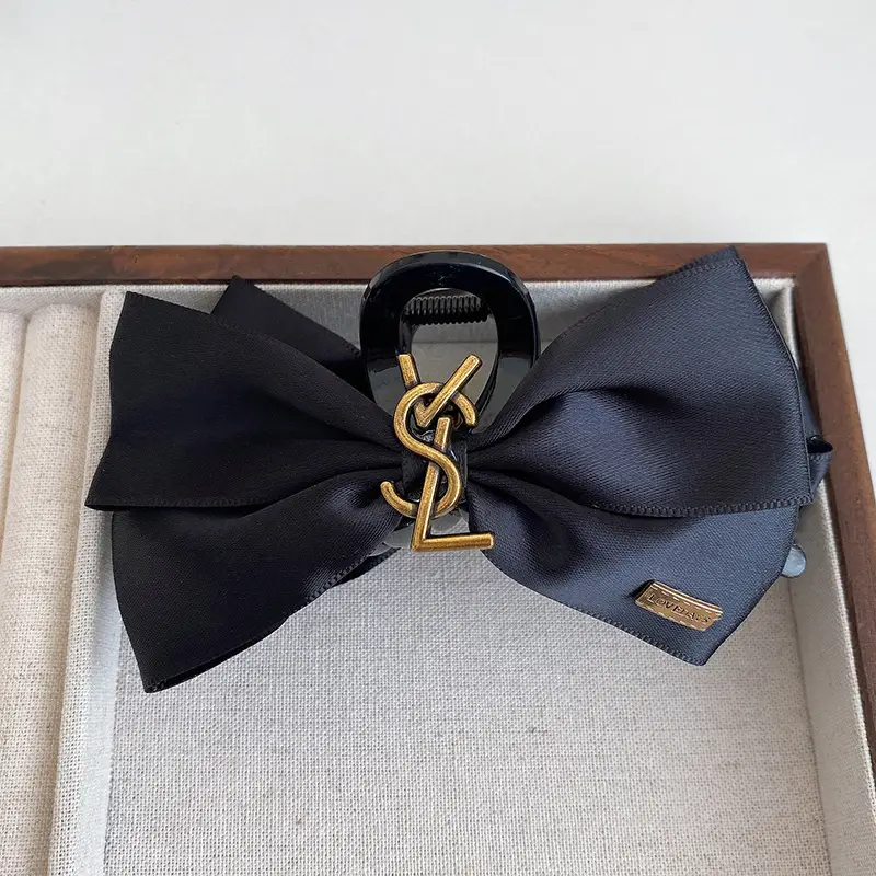 Black Retro French Bow Hair Clip for Women — feature 36