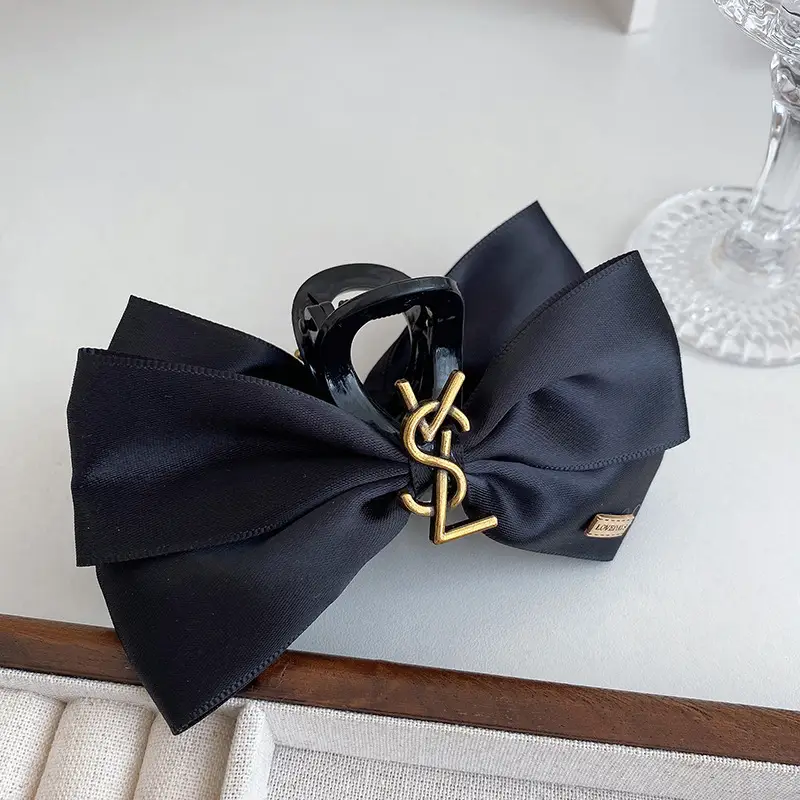 Black Retro French Bow Hair Clip for Women — feature 37