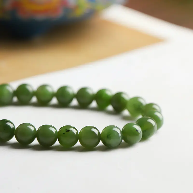 Natural Hetian Jade Green Bracelet for Men Women