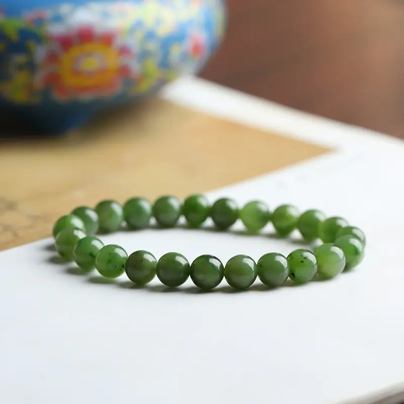 Natural Hetian Jade Green Bracelet for Men Women — feature 2