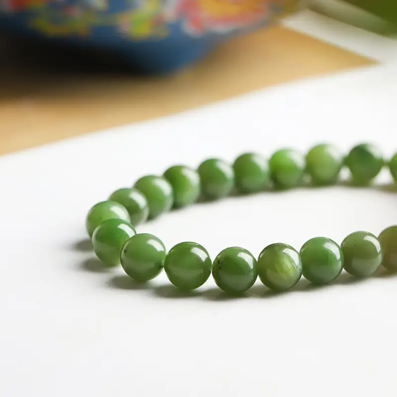 Natural Hetian Jade Green Bracelet for Men Women — feature 6