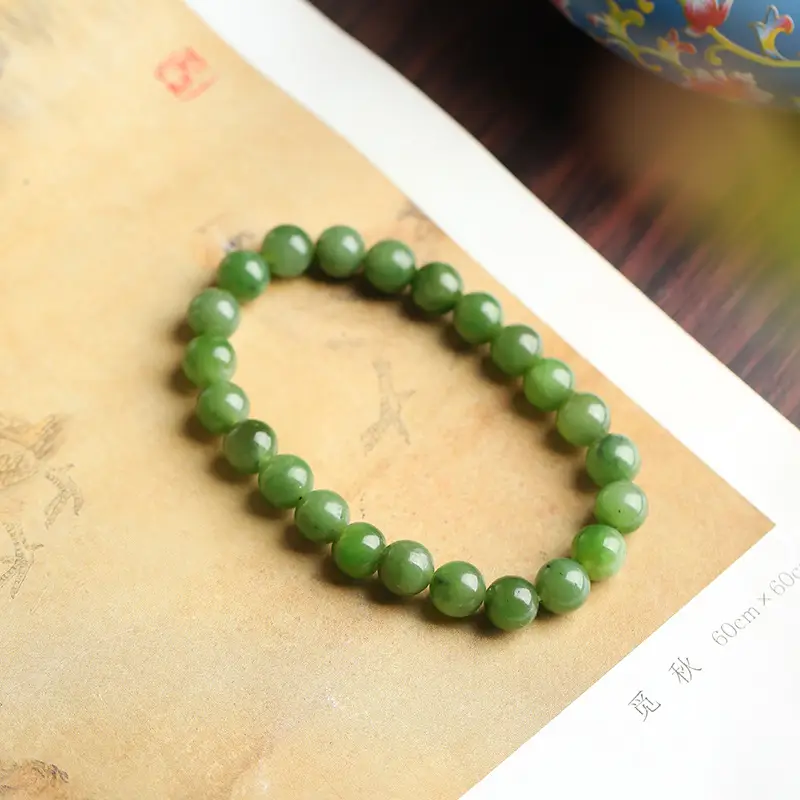 Natural Hetian Jade Green Bracelet for Men Women — feature 7