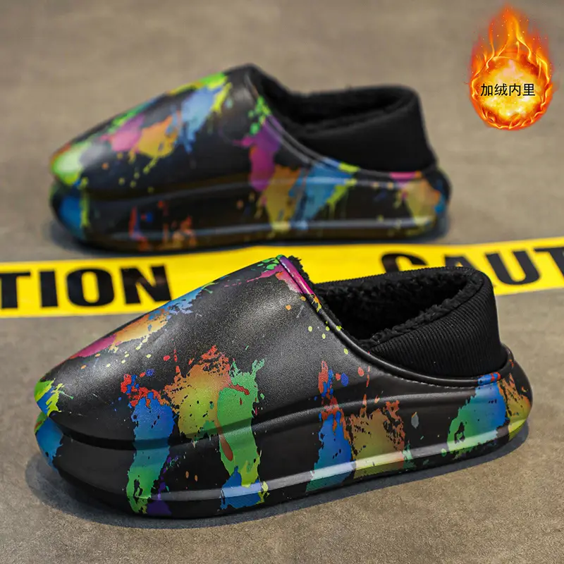 Winter Warm Cotton Slippers for Men, Multi Color Fleece Lined - Image 4