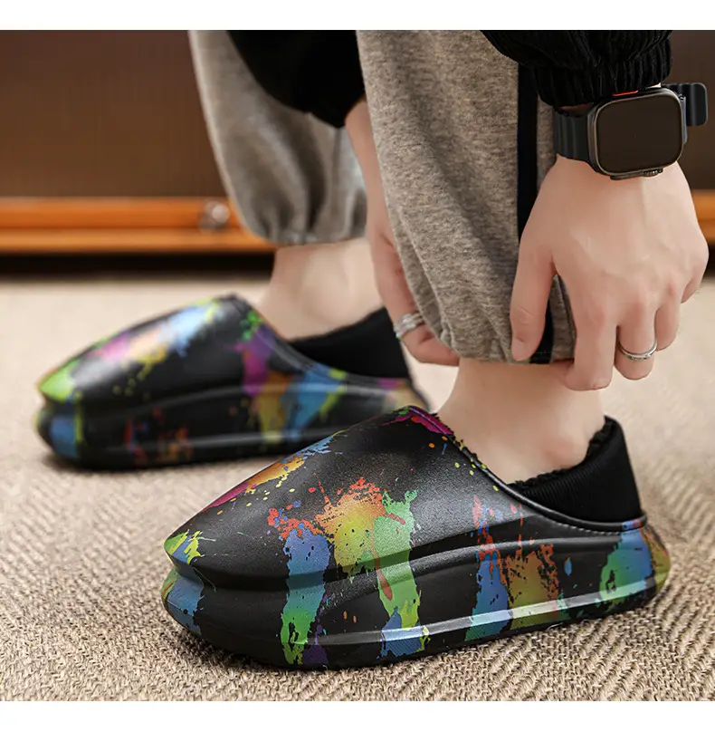 Winter Warm Cotton Slippers for Men, Multi Color Fleece Lined — feature 10