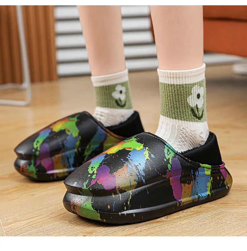 Winter Warm Cotton Slippers for Men, Multi Color Fleece Lined — feature 12