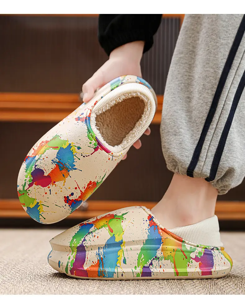 Winter Warm Cotton Slippers for Men, Multi Color Fleece Lined — feature 15