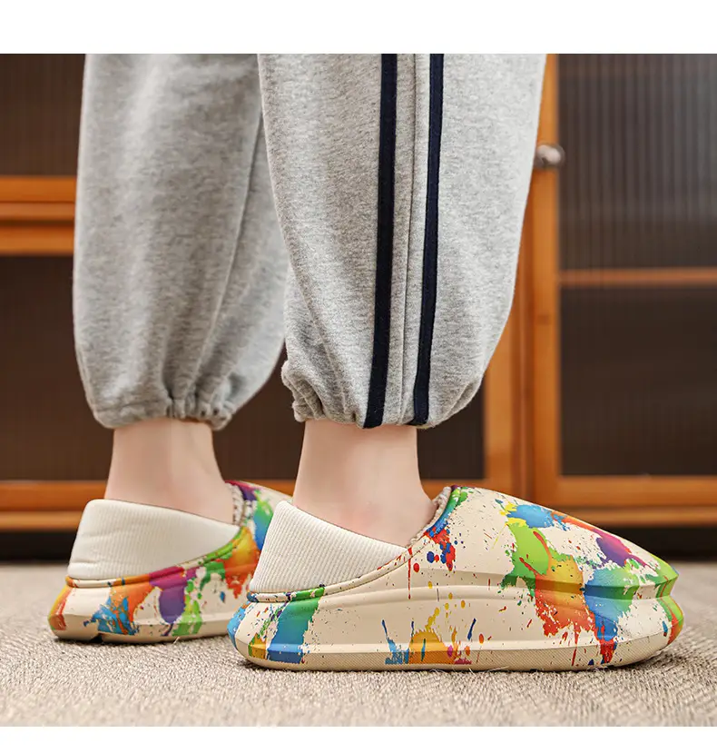 Winter Warm Cotton Slippers for Men, Multi Color Fleece Lined — feature 17