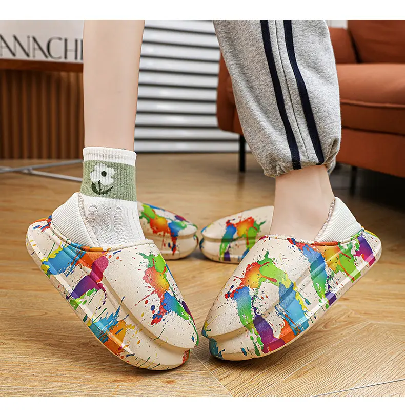 Winter Warm Cotton Slippers for Men, Multi Color Fleece Lined — feature 18