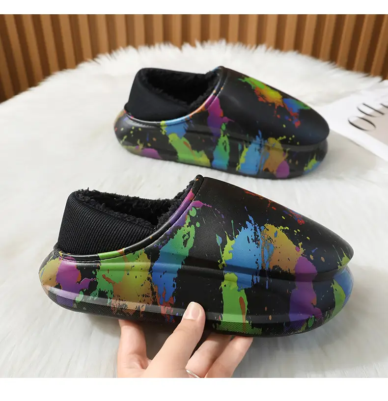 Winter Warm Cotton Slippers for Men, Multi Color Fleece Lined — feature 25