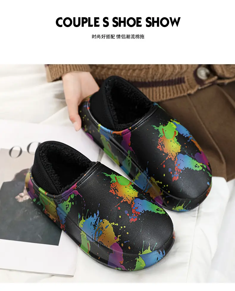 Winter Warm Cotton Slippers for Men, Multi Color Fleece Lined — feature 8