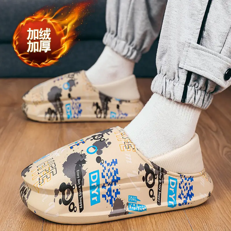 Winter Men's Fleece Lined Snow Boots with Graphic Design - Image 3