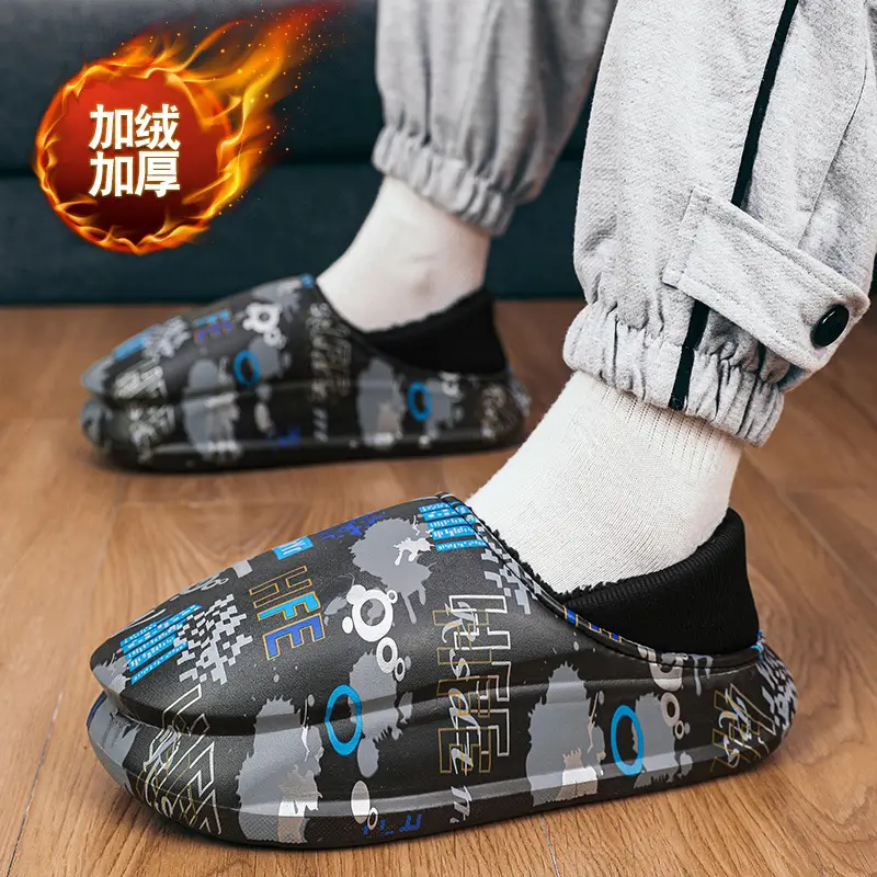 Winter Men's Fleece Lined Snow Boots with Graphic Design - Image 4