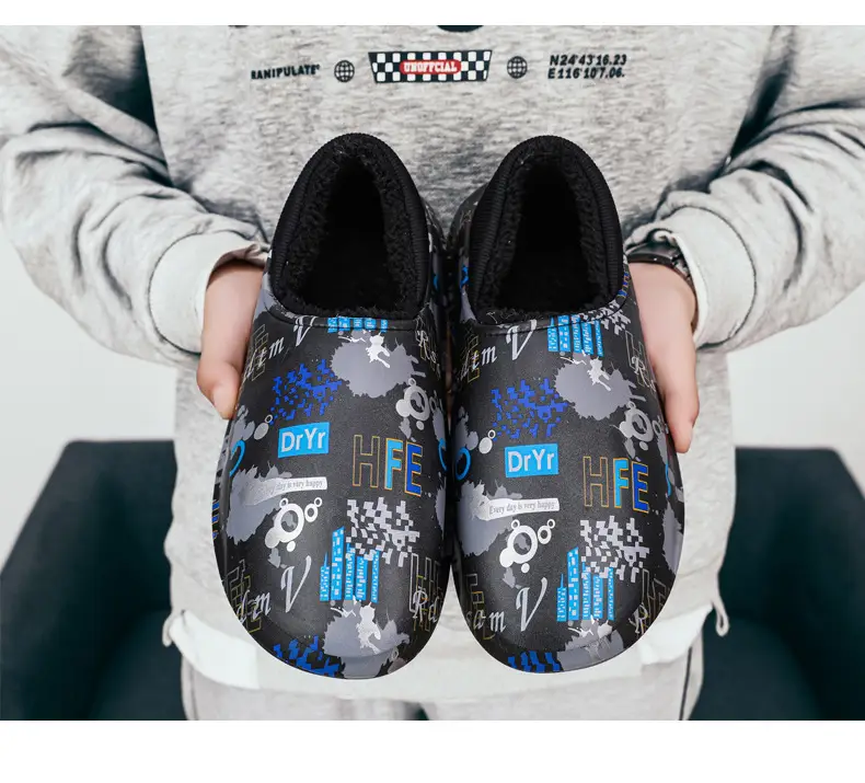 Winter Men's Fleece Lined Snow Boots with Graphic Design — feature 17
