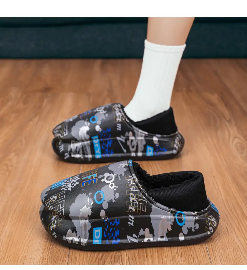Winter Men's Fleece Lined Snow Boots with Graphic Design — feature 19