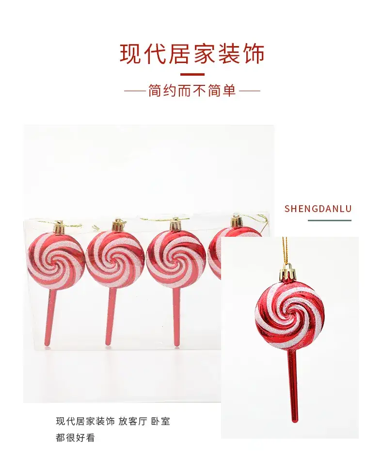 Spiral Red White Lollipop Pendant Christmas Decoration 15cm — feature 2
