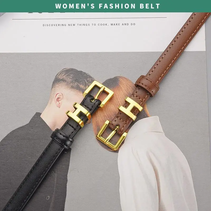 H Family Belt for Women Black Gold Buckle