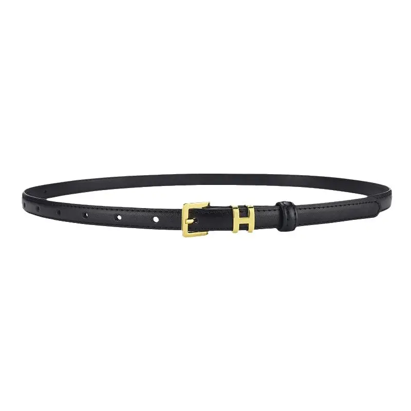 H Family Belt for Women Black Gold Buckle
