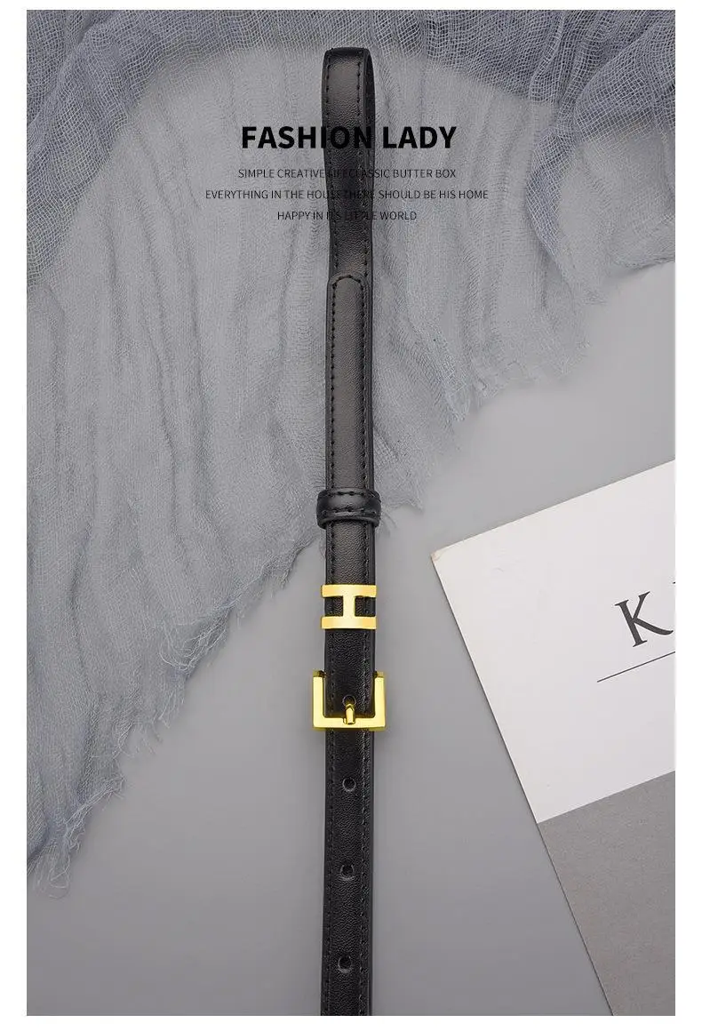 H Family Belt for Women Black Gold Buckle — feature 18