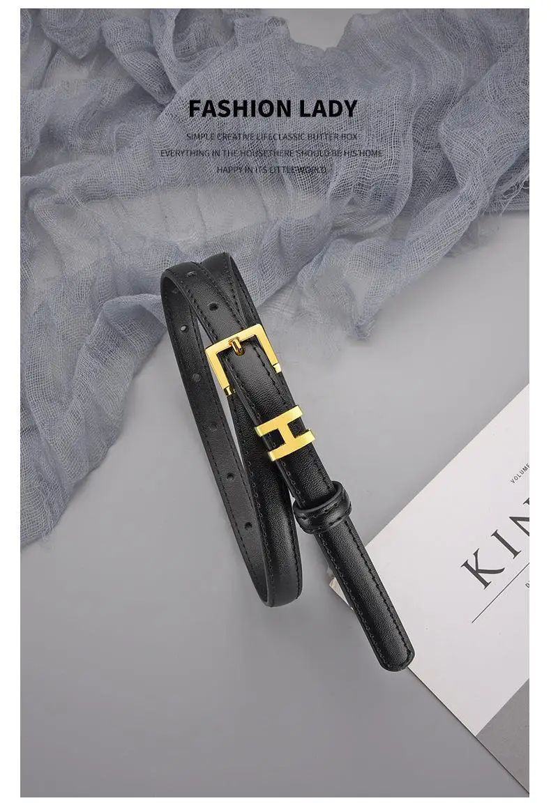 H Family Belt for Women Black Gold Buckle — feature 19