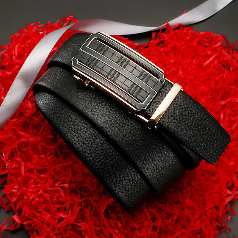 Men's Black Croc Leather Belt with Automatic Buckle - Image 37