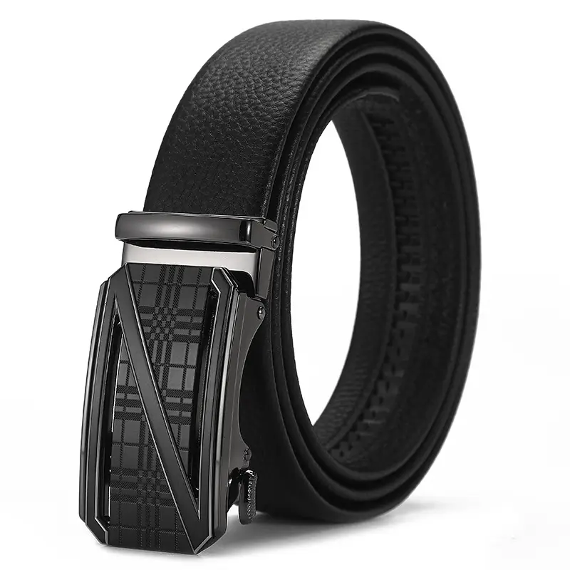 Men's Black Croc Leather Belt with Automatic Buckle - Image 39