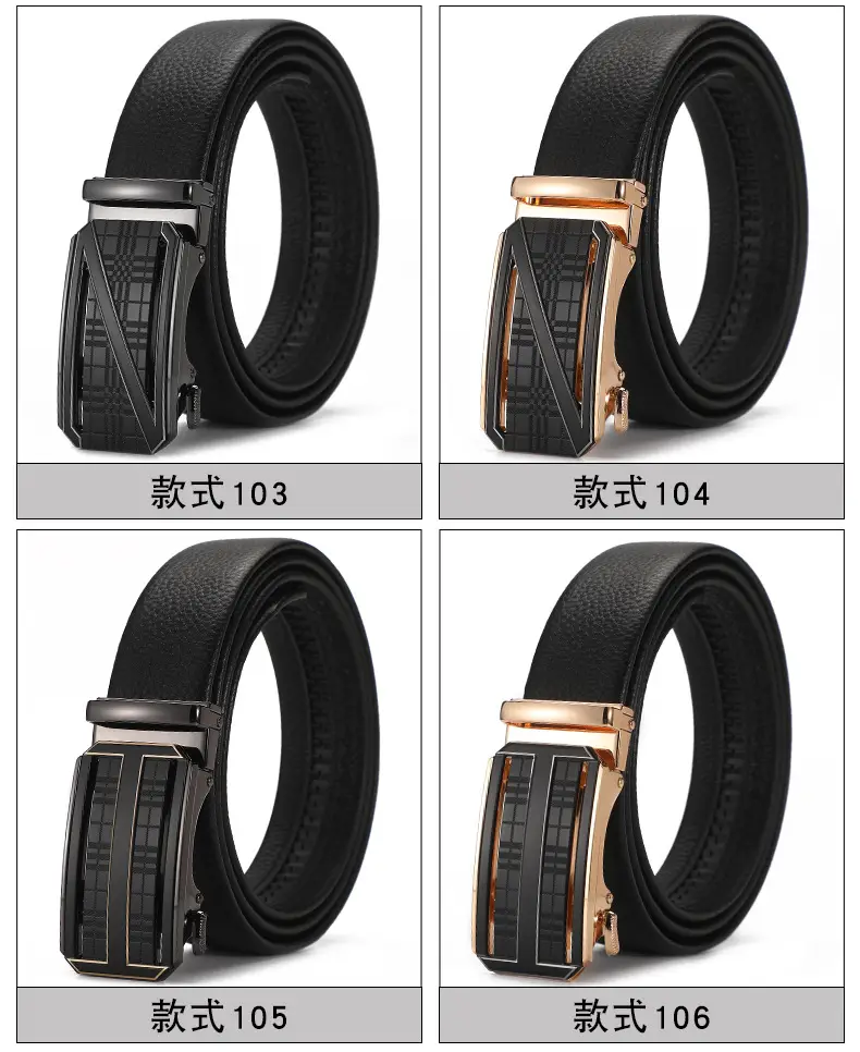 Men's Black Croc Leather Belt with Automatic Buckle — feature 10