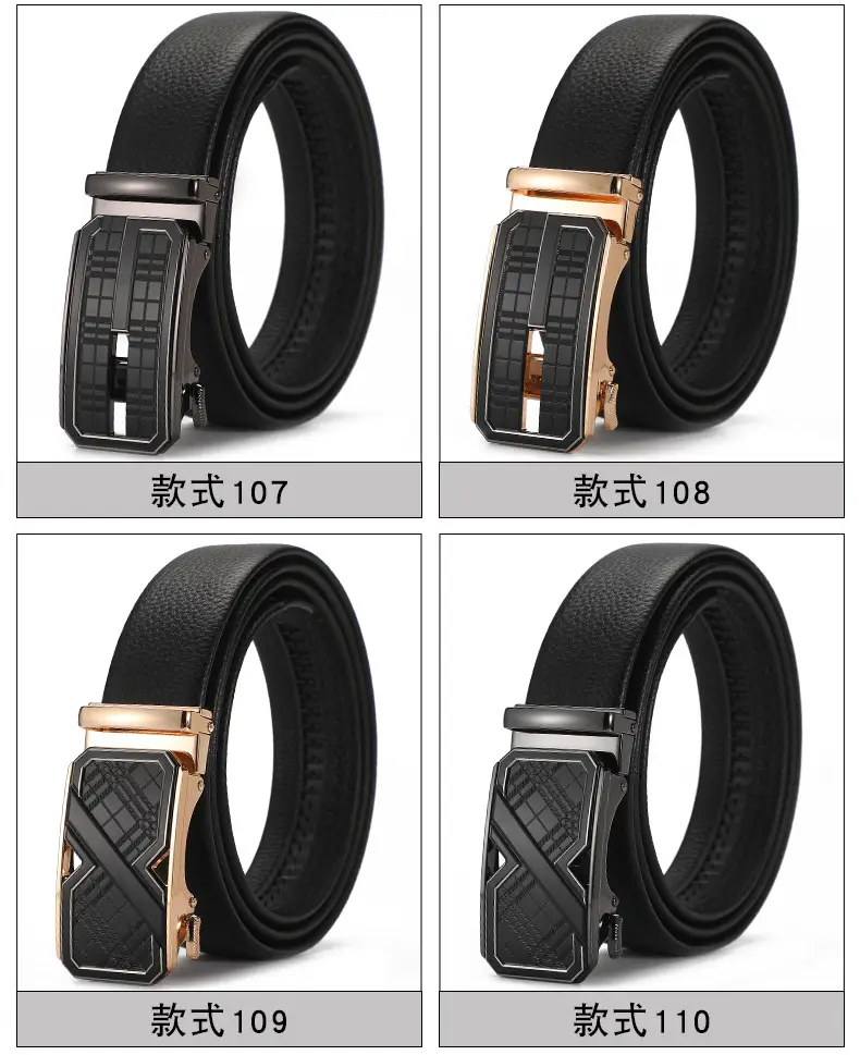 Men's Black Croc Leather Belt with Automatic Buckle — feature 11