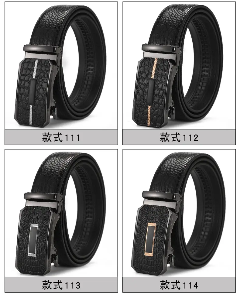 Men's Black Croc Leather Belt with Automatic Buckle — feature 12